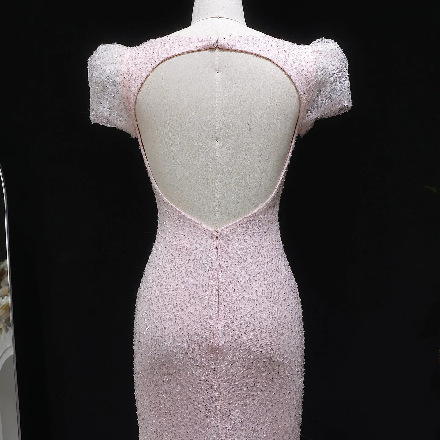 Pink Pink Floral Sequined Mermaid Evening Gown — GCC Wedding Formal — Riviera Couture GCC Luxury Evening Gown