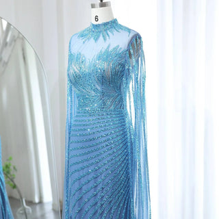 Mermaid Evening Dress with Cape Sleeves - Riviera Couture