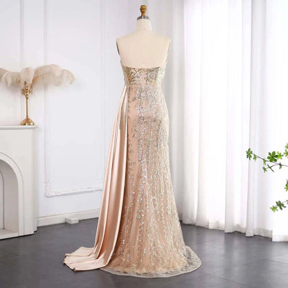 Strapless Luxury Evening Dress with Side Slit - Riviera Couture