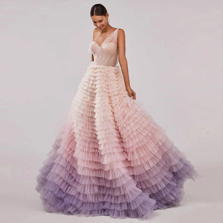 Ombre Pink Lilac Evening Dress - Riviera Couture