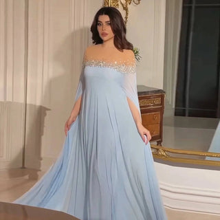 Crystal Baby Blue Evening Dress - Riviera Couture