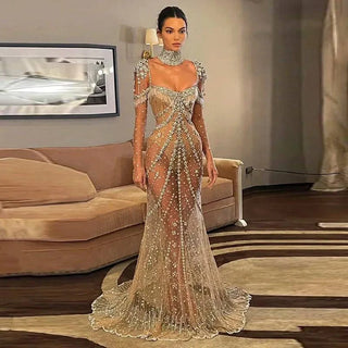 Crystal Tassel Gown - Riviera Couture