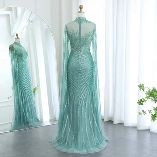 Mermaid Evening Dress with Cape Sleeves - Riviera Couture