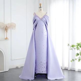 Lilac  Evening Dress with Cape - Riviera Couture