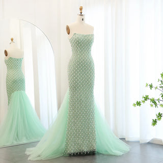 Sage Green Evening Dress with Cape - Riviera Couture