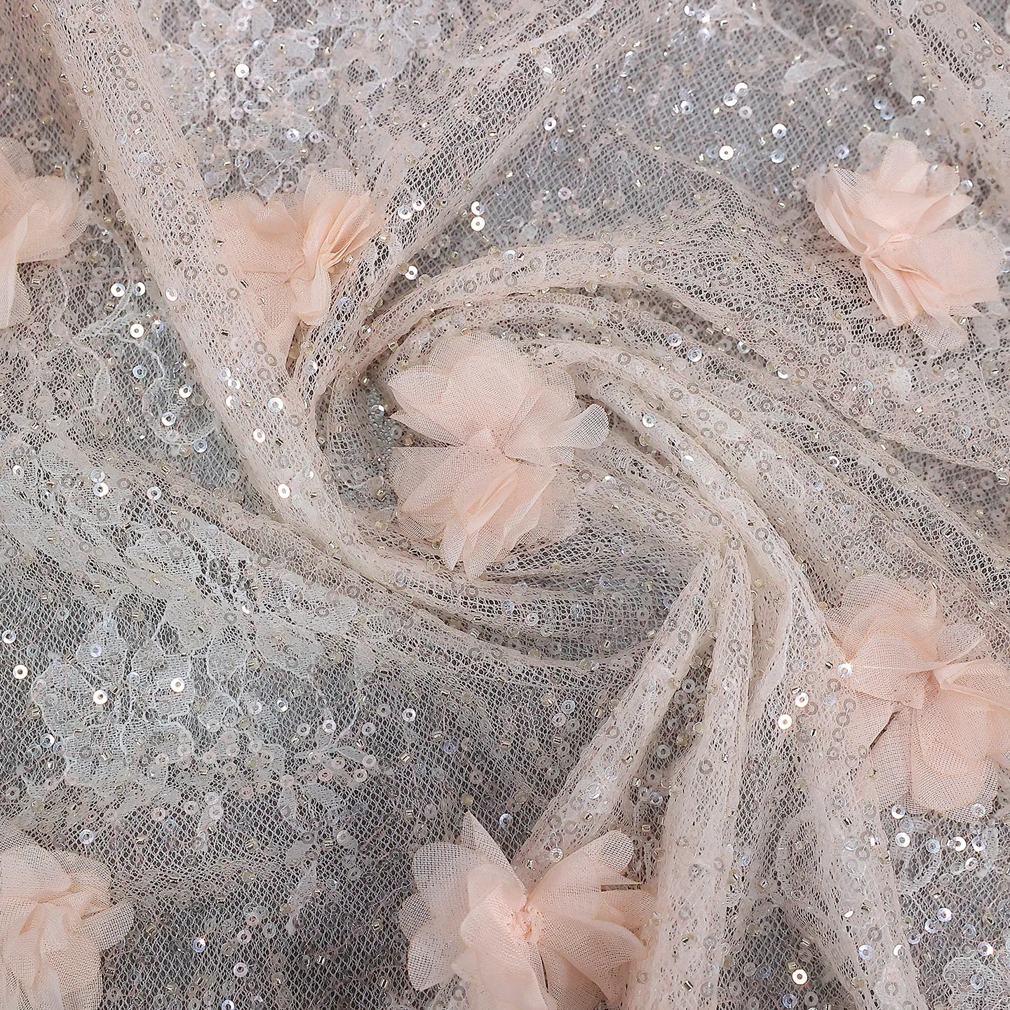 Pink Floral Sequined Mermaid Evening Gown — GCC Wedding Formal — Riviera Couture GCC Luxury Evening Gown