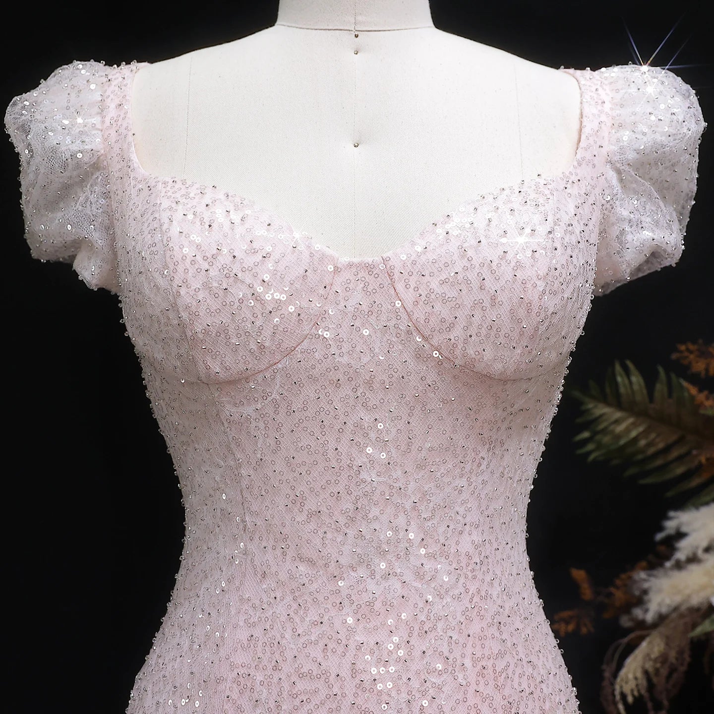 Pink Floral Sequined Mermaid Evening Gown — GCC Wedding Formal — Riviera Couture GCC Luxury Evening Gown