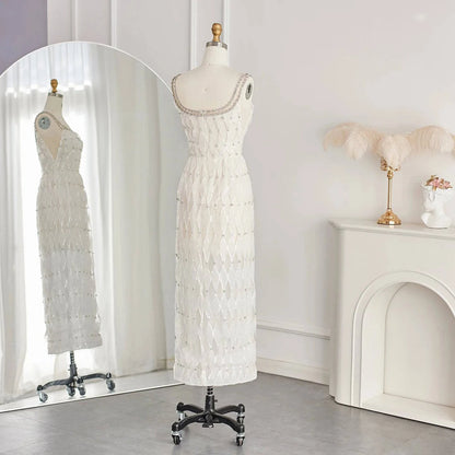 Luxury Crystal White Evening Dress - Riviera Couture