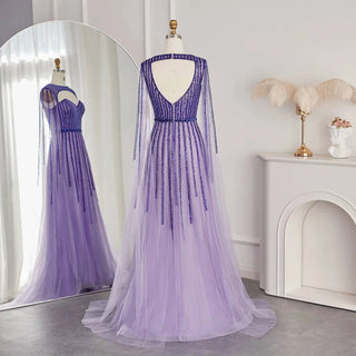 Luxury Evening Dress with Cape - Riviera Couture