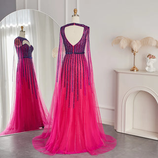 Luxury Evening Dress with Cape - Riviera Couture