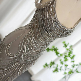 Luxury Crystal Silver Gray Mermaid  Evening Dress - Riviera Couture