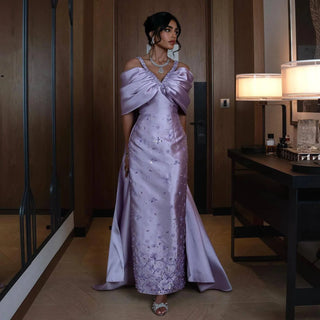 Lilac  Evening Dress with Cape - Riviera Couture