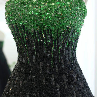 Black Green Strapless Gown - RC215 - Riviera Couture