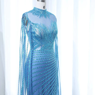 Mermaid Evening Dress with Cape Sleeves - Riviera Couture