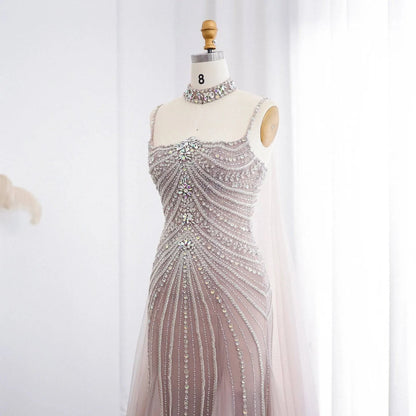 Evening Dress with Chocker Cape - Riviera Couture