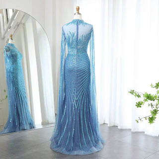 Mermaid Evening Dress with Cape Sleeves - Riviera Couture