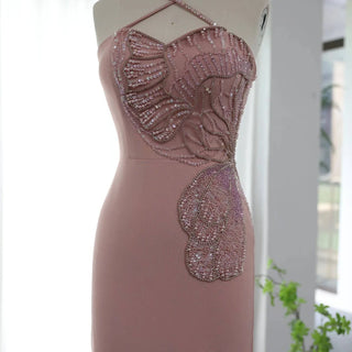 Crisscross Straps Pink Butterfly Beaded Dress - RC33 - Riviera Couture