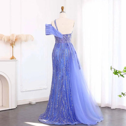 One Shoulder Luxury Evening Dress with Side Skirt - Riviera Couture