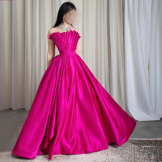 Fuchsia Satin Evening Dress - Riviera Couture