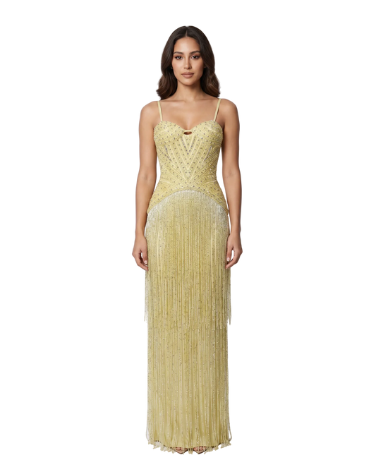 RC170 — The Aisha | Crystal Tassel Beaded Evening Gown — Luxury GCC Formal 2026
