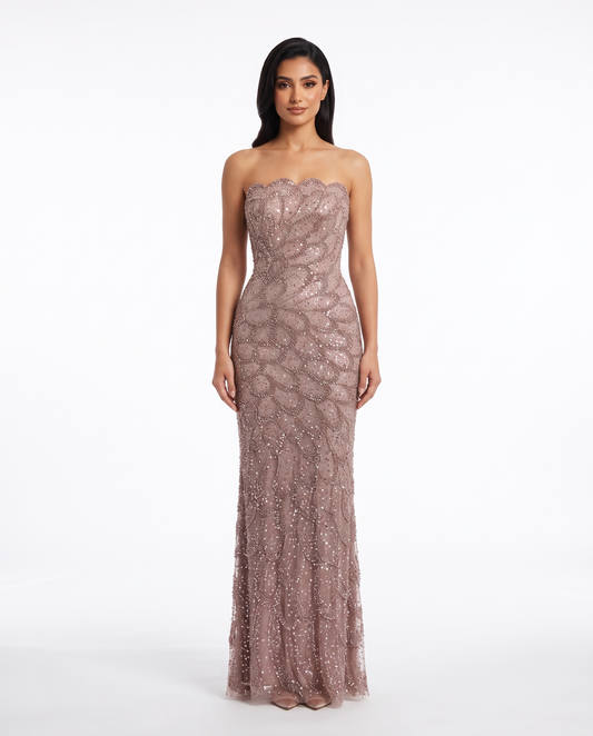 RC474 The Zumurrud - beaded strapless mermaid gown, front view