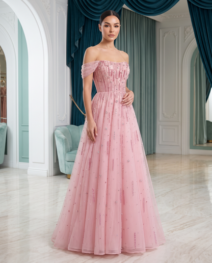 RC130 The Elise - pink A-line gown in Riviera salon
